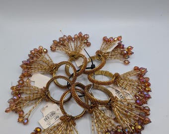 Vintage Pier One Beaded Napkins Rings Set of 8 New with Tags