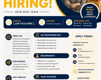 Editable Canva Recruitment Flyer | Small Business Job Posting Template (Instant Download)