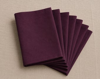 Dark Plum Cotton Cloth Napkins, Reusable Fabric Dinner Napkins, Wedding Table Decor