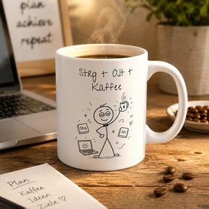 "Ctrl + Alt + Kaffe" | Rolig kaffemugg, kontorspresent, IT-present, present till kollegor