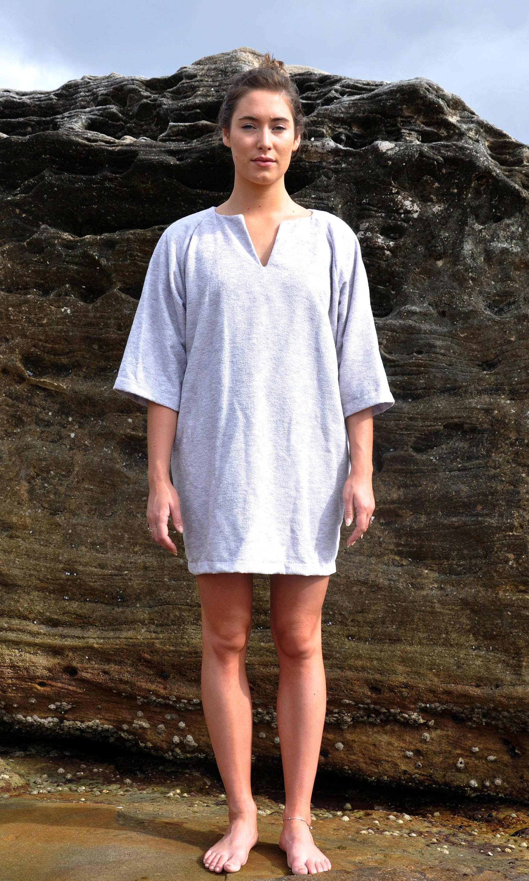 chinese dress ladies Lulu Terry Towelling Dress Green – Raff Collective main image 0