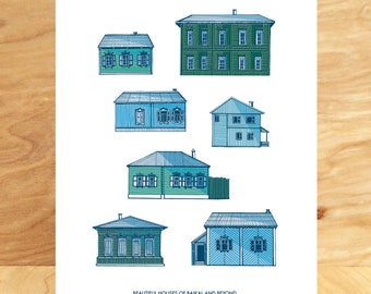 Beautiful Siberian Houses Print - A3
