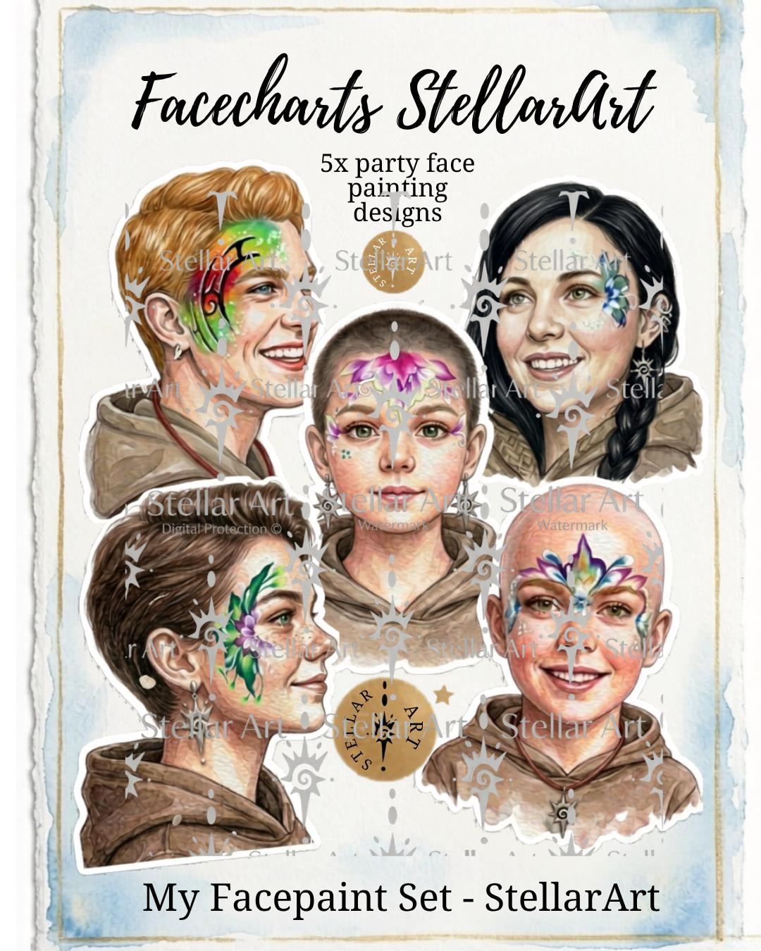 Facecharts Stellarart - 5x Party Face Painting Designs | Digital ...