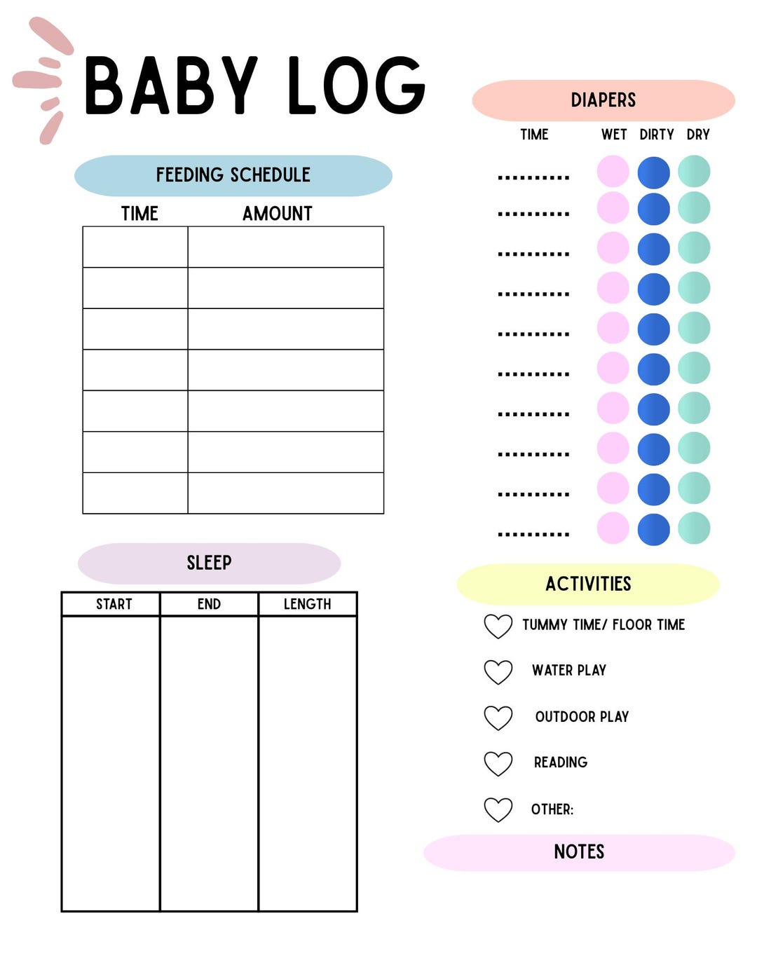 Baby Log | Baby Schedule | Tracker | Feeding Schedule | Caregiver Guide ...