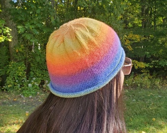 Handmade Knit Rolled-brim Hat