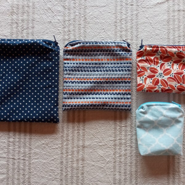 Clearance reusable zipper snack bags, pouch, pad wrapper, sandwich bag, food storage, set of 2.