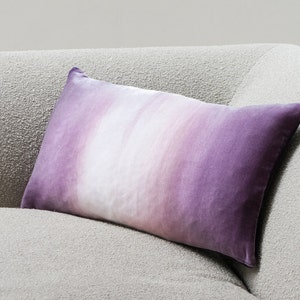 Mauve/gray ombre painted velvet pillow cushion cover, MADE TO ORDER, Uk 12 x 20 30cm x 50cm, other sizes made to order image 5