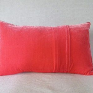 Velvet soft peach and pale pink ombre velvet pillow cover, 12 x 20 lumbar cushion cover, made to order, UK. Other sizes available to order image 6