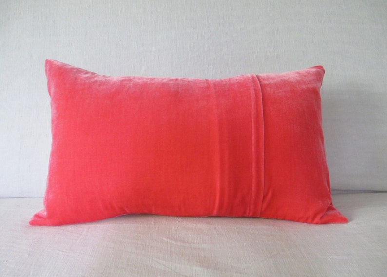 Velvet soft peach and pale pink ombre velvet pillow cover, 12 x 20 lumbar cushion cover, made to order, UK. Other sizes available to order image 6