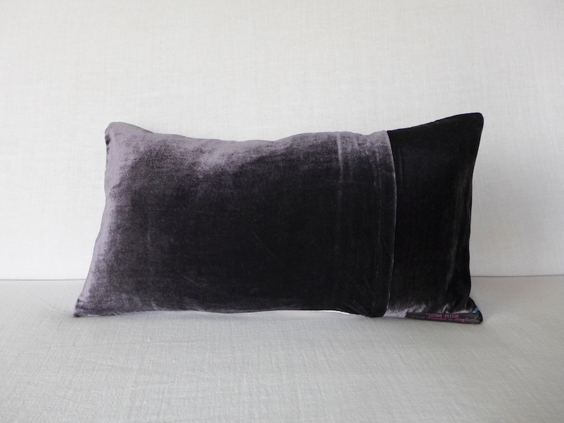 Mauve/gray ombre painted velvet pillow cushion cover, MADE TO ORDER, Uk 12 x 20 30cm x 50cm, other sizes made to order image 10