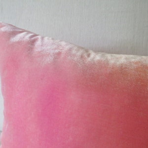 Velvet soft peach and pale pink ombre velvet pillow cover, 12 x 20 lumbar cushion cover, made to order, UK. Other sizes available to order image 3