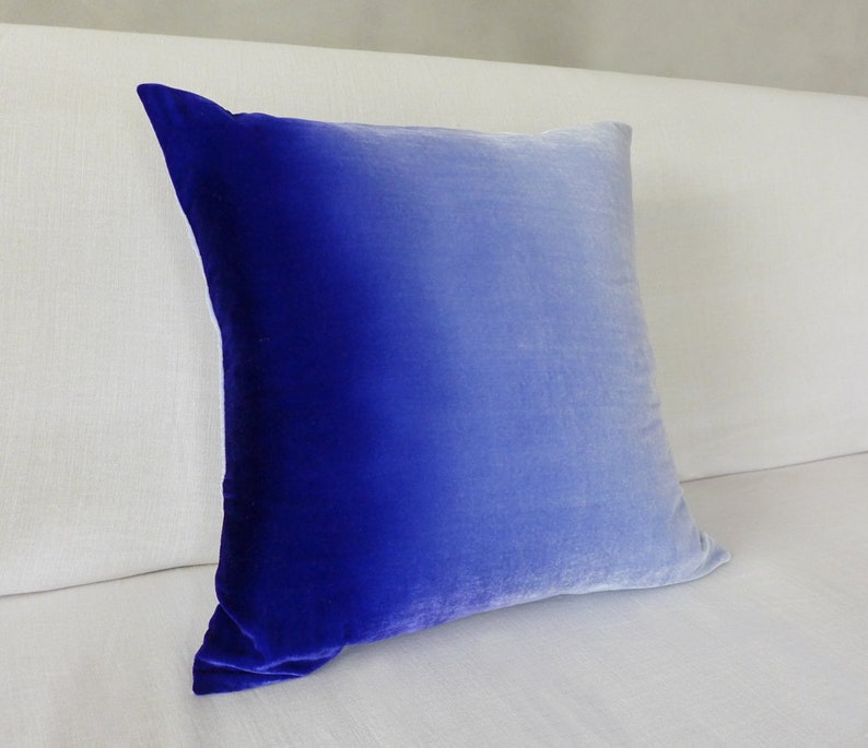 Cobalt blue velvet pillow cover 20 50cm large ombre Etsy