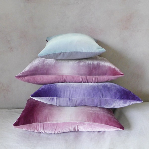 Velvet grape dusty hand-painted cushion cover 30 x 50cm (12 x 20") UK, Ready to ship, other sizes made to order