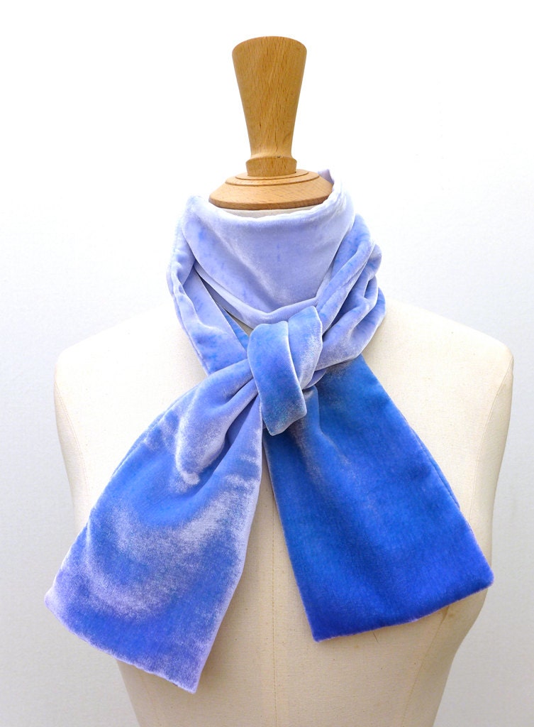 Blue velvet scarf hand painted long ombre velvet scarf uk Etsy