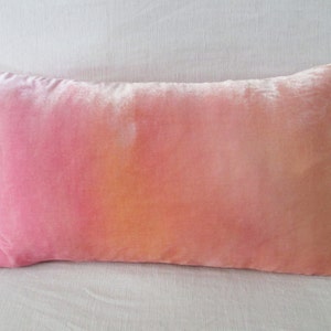 Velvet soft peach and pale pink ombre velvet pillow cover, 12 x 20 lumbar cushion cover, made to order, UK. Other sizes available to order image 4