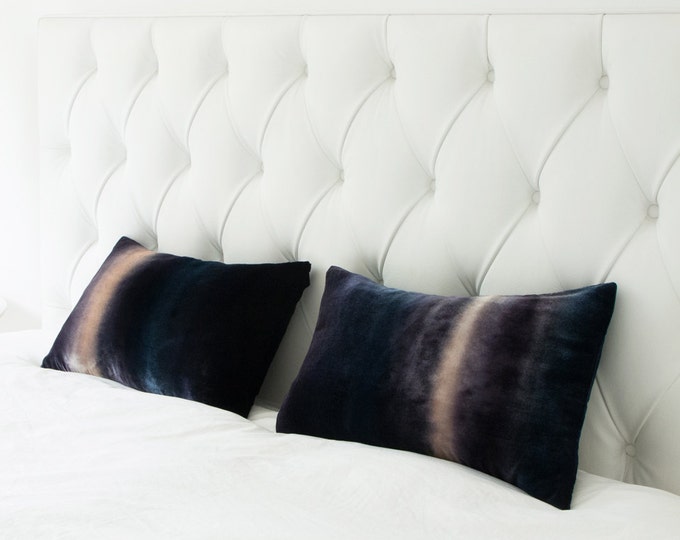 Grey stripe velvet cushion/pillow cover 12" x 18" READY TO SHIP. Other sizes available to order, Uk