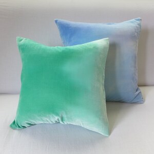 Pale Jade Hand-painted velvet pillow cover 16" (40cm), READY TO SHIP, Uk