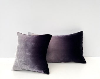 Velvet cushion dark gray velvet 12" sq and 16" sq pillow cover, hand-painted READY TO SHIP, Uk, other sizes available to order