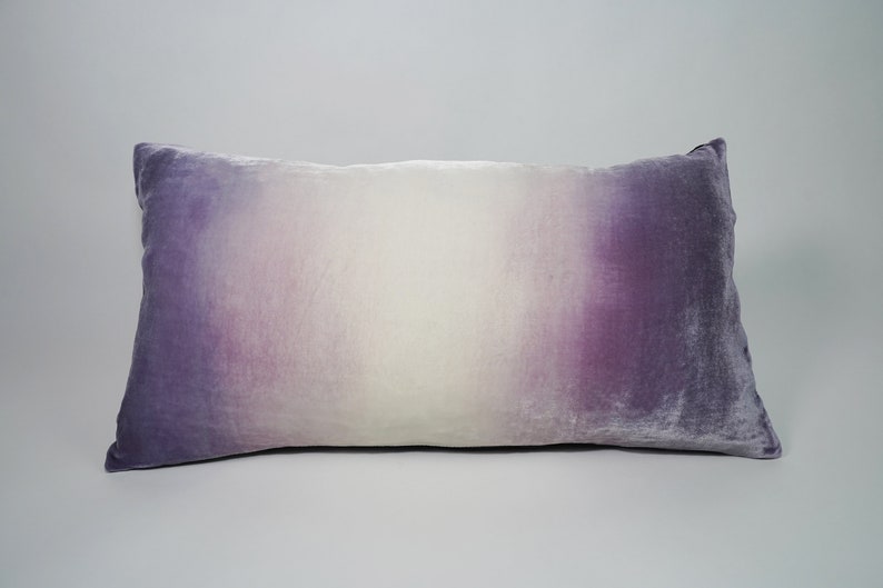 Mauve/gray ombre painted velvet pillow cushion cover, MADE TO ORDER, Uk 12 x 20 30cm x 50cm, other sizes made to order image 9