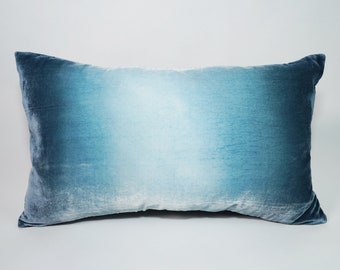 Green/grey sage velvet ombre pillow cover Uk, pale grey/green, to dark grey/green hand-painted velvet, MADE TO ORDER,