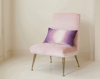 Mauve/gray ombre painted velvet pillow cushion cover, MADE TO ORDER, Uk 12" x 20" (30cm x 50cm), other sizes made to order