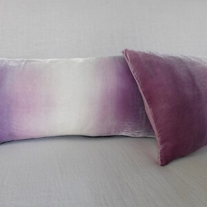 Mauve/gray ombre painted velvet pillow cushion cover, MADE TO ORDER, Uk 12 x 20 30cm x 50cm, other sizes made to order image 4