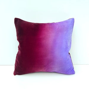 Velvet Amethyst, Magenta, burgundy ombre hand - painted pillow covers 18"(45cm) Square, READY TO SHIP, Uk