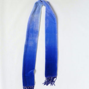 Velvet Cobalt blue 20's style tassel scarf, 51.5 x 3.5 1m 30 x 9cm READY TO SHIP zdjęcie 8