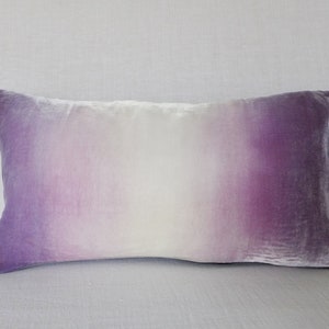 Mauve/gray ombre painted velvet pillow cushion cover, MADE TO ORDER, Uk 12 x 20 30cm x 50cm, other sizes made to order image 2