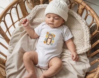 Cache-couche bébé hibou, body 100 % coton, tenue nouveau-né des bois, cadeau floral de baby shower