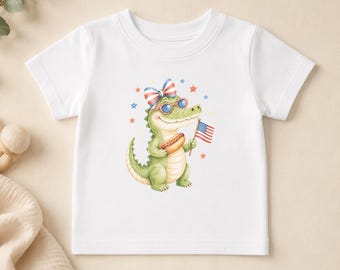 4th of July Dinosaur Baby Shirt, Cute Patriotic Infant Tee, USA Flag Baby Outfit, First Fourth of July Shirt, Independence Day Toddler Tee