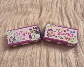 Masha and the Bear mini Smarties labels, customizable digital file (digital file)