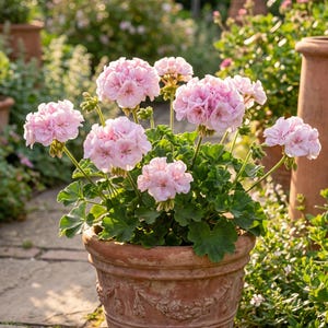 Pelargonium BY Konfetka | Belarusian Zonal Geranium | Pink Double Flowers with Crimson Streaks | Live Plant in a Pot