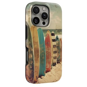 Funda para teléfono con diseño de tabla de surf, funda resistente vintage para iPhone 17 Pro Max, 16e, 15, 14, 13 y Samsung S26 Ultra, S25 FE, A57, A56, Pixel 10, 9A