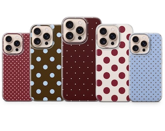 ポルカドット柄スマホケース ドット柄カバー iPhone 17 Pro Max、16e、15、14、13、Samsung S26 Ultra、S25 FE、A57、A56、Pixel 10、9A用