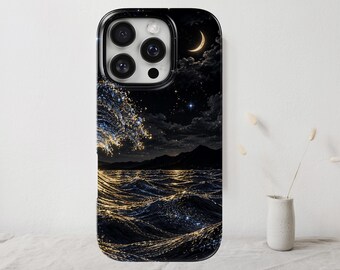 Starry Sky Phone Case Ocean Waves TOUGH Cover for iPhone 17 Pro Max, 16e, 15, 14, 13 & Samsung S26 Ultra, S25 FE, A57, A56, Pixel 10, 9A