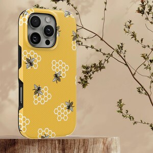 Funda para teléfono con diseño de abejas y celdas de miel, resistente, para iPhone 17 Pro Max, 16e, 15, 14, 13 y Samsung S26 Ultra, S25 FE, A57, A56, Pixel 10, 9A