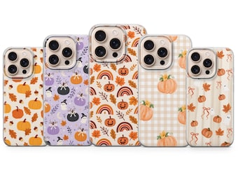 ハロウィン柄のスマホケース（カボチャ柄）iPhone 17 Pro Max、16e、15、14、13、Samsung S26 Ultra、S25 FE、A57、A56、Pixel 10、9A対応