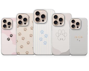 犬の足跡柄スマホケース ペット愛好家向けカバー iPhone 17 Pro Max、16e、15、14、13、Samsung S26 Ultra、S25 FE、A57、A56、Pixel 10、9A 対応