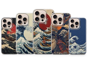 iPhone 17 Pro Max、16e、15、14、13、Samsung S26 Ultra、S25 FE、A57、A56、Pixel 10、9A用、日本のウェーブ フォンケース 神奈川カバー