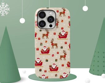 クリスマス仕様のスマホケース、クリスマス仕様の頑丈なカバー。iPhone 17 Pro Max、16e、15、14、13、Samsung S26 Ultra、S25 FE、A57、A56、Pixel 10、9Aに対応。
