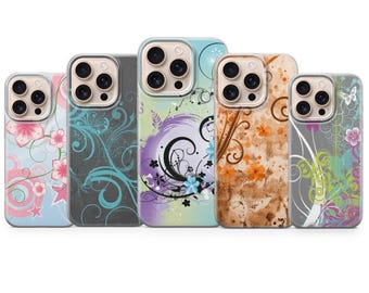 Y2K 花柄スマホケース レトロ 2000年代カバー iPhone 17 Pro Max、16e、15、14、13 & Samsung S26 Ultra、S25 FE、A57、A56、Pixel 10、9A対応