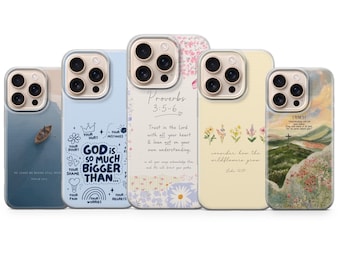 クリスチャン向け携帯電話ケース 聖書の詩をモチーフにしたカバー iPhone 17 Pro Max、16e、15、14、13、Samsung S26 Ultra、S25 FE、A57、A56、Pixel 10、9A 用