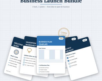 Business Plan Template Bundle, Startup Financial Model Spreadsheet, Idea Validation Worksheet, Launch Checklist, Digital Download