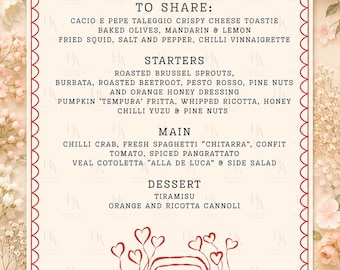 Custom Plate Menu | Add-On Drink Menu Vintage | Wedding (Digital Download ONLY)