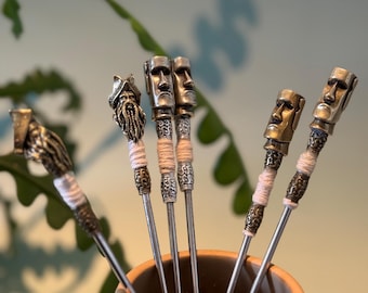 Palitos agitadores para cócteles tiki hechos a mano - Decoración para cócteles tiki - Decoración náutica - Palillo agitador de acero inoxidable