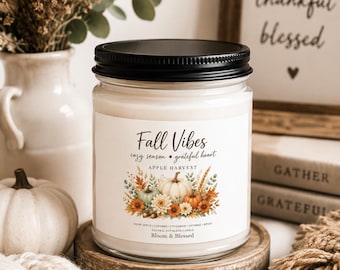 Fall Vibes Soy Candle | Apple Harvest Scent | Cozy Autumn Candle | Fall Home Decor | Thanksgiving Gift | Boutique Fall Candle