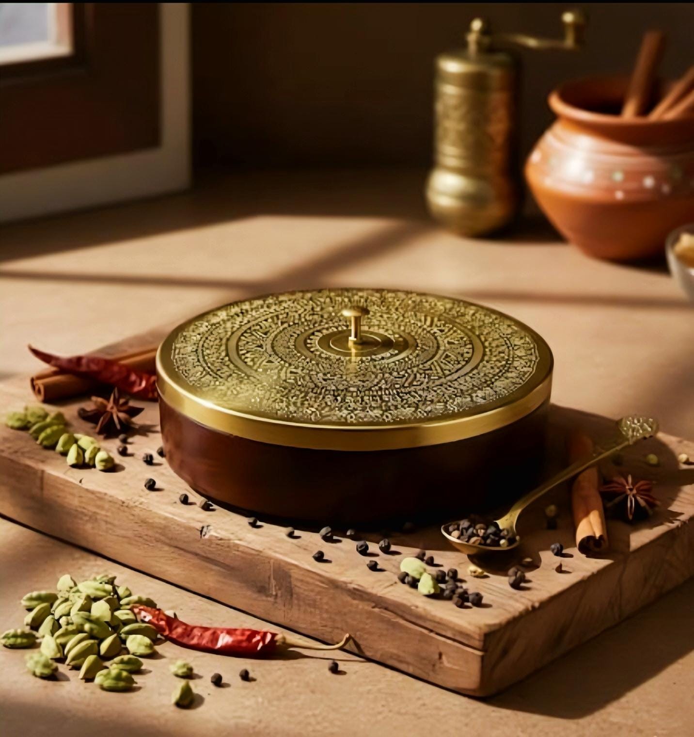 インド 木製スパイスボックス マサラダバ 木彫 古道具 アンティーク インテリア Vintage indian spice box - Etsy 日本