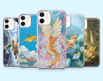 Dragonite Phone Case Flying Dragon Pokemon Cover for iPhone 16 Pro, 15, 14, 13, 12, Samsung S25, S24FE, S23, S22, A16, A55, A25, Pixel 9