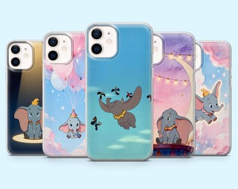 Dumbo Phone Case Cute Elephant Cover for iPhone 16 Pro, 15, 14, 13, 12, Samsung S25, S24FE, S23, S22, A16, A55, A25, Pixel 9